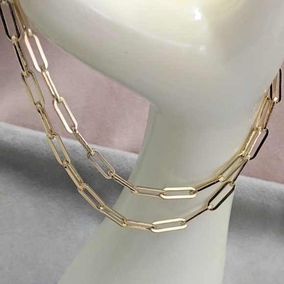 Necklace Chain Real 14K Gold Filled Paper Clip Chain 22" Trendy Will not Tarnish - Picture 3 of 11